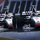 Painting of McLaren team mates in 1998 Mika Hakkinen and David Coulthard.